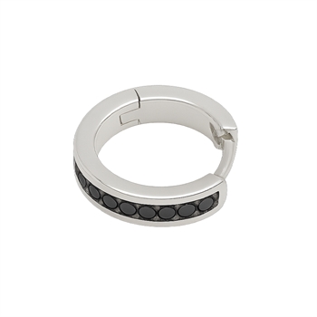 Sølv creol med sorte zirkonia Ø 15 mm og 3,7 mm bredde Single ørering